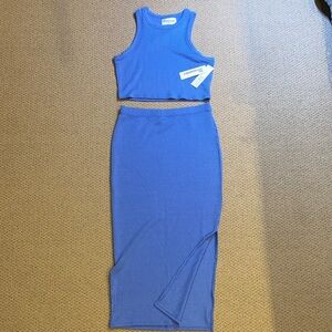 No Boundaries Blue Midi Ribbed set